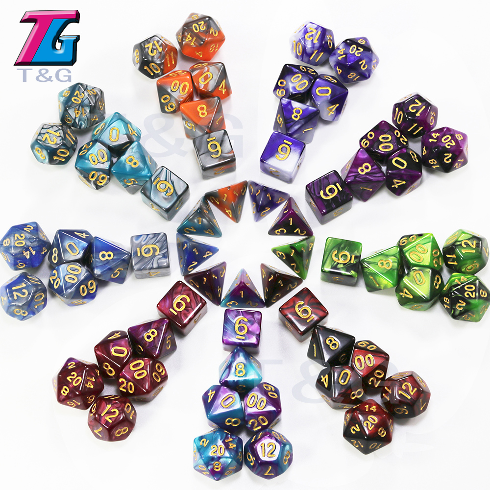 Conjunto de Dados Mistos de Dados D4-D20 Dungeons e Dargon RPG MTG Board Game 7pcs / Set