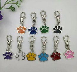 Porte-clés en émail de couleurs mélangées, imprimés de pattes de chat, de chien et d'ours, fermoir à homard rotatif, pour porte-clés de sac, fabrication de bijoux 7828486