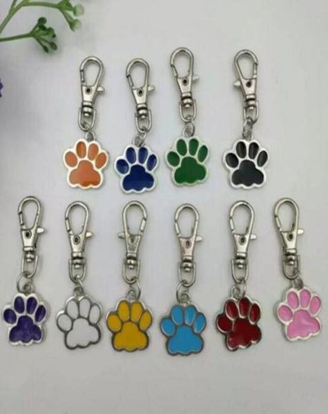 Color mezclado esmalte gato perro oso pata impresiones giratorio langosta cierre llavero llaveros para llavero bolsa fabricación de joyas wjl40052425335