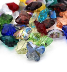 Gemengde kleur gehele 100 stks kleurrijke vlinder kristallen kraal 11x14 mm glazen kralen losse spacer diy sieraden maken oostenrijk4157955