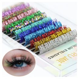 Gemengde ColorGlitter Wimperverlenging Kleurrijke Valse Glanzende Lash Glitter Individuele Make-up voor Kerstfeest Wimpers 240318