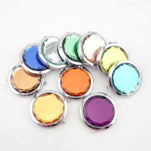 Couleurs mixtes cosmétiques compact de poche inoxydable Maquillage Miroirs Voyage Must Mode Logo Design Mignon Imprimer LX1646 gros