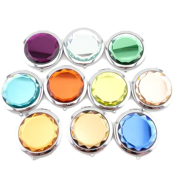 Miroirs de maquillage compacts en acier inoxydable, couleurs mélangées, poche cosmétique, voyage, mode, Design mignon, Logo imprimé, vente en gros