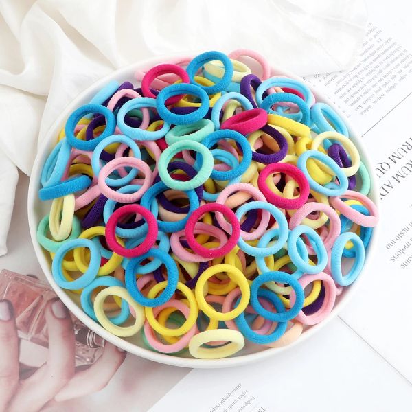 Couleurs mélangées Bands de cheveux pour enfants 100pcs 3cm bandeau élastique Baby Girl Headwear Scrunchies Accessoires de coiffure Gift Ponytail