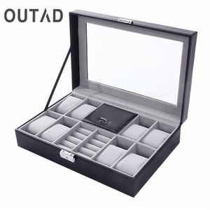 Mixed Grids PU lederen horlogedoos Sieradenopslagcontainer horlogering armband Organizer Box Display Horlogekist Caja de reloj C299r