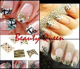 Gemengd Korea Fashion Design 3D Nail Art Franse Decals Sticker Glitter Nail Decal Tips Luipaard Bloem Kant Stropdas Decoratie5066360