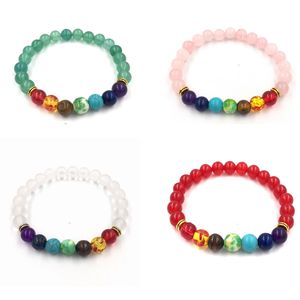 Bracelets de perles de cristal d'énergie naturelle mélangée faits à la main pour femmes hommes charme Yoga bijoux de sport