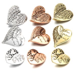 Mixed New Snap Jewelry Angel Wings Love Heart Metal Snap Buttons Fit 18mm Snap Bracelet Button Collar para Mujeres Hombres