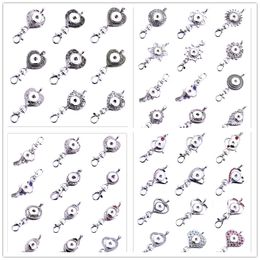 Mixte Snap Bouton Bijoux Métal Hibou Coeur Snap Porte-clés Cristal 18 MM Snaps Boutons Porte-clés Anneaux Porte-clés pour les femmes