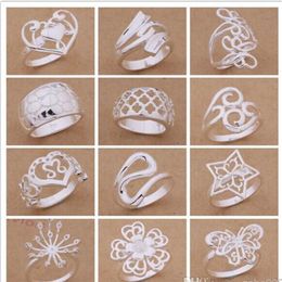 Gemengde Order 24 stks veel 925 verzilverde ringen mode-sieraden party stijl Top kwaliteit kerstcadeau 17662672
