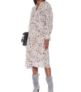 Gemengde afdruk Zijde Viscose Blend Fashion Blouse V-Neck met gebonden lange mouwen oversized tops 2021 Women's Blouses shirts