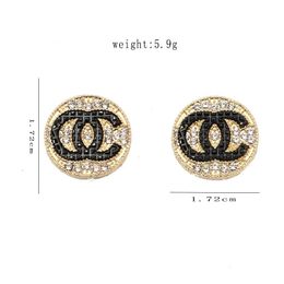 Gemengd Eenvoudig 18K verguld 925 zilver Luxe merkontwerpers Letters Stud Geometrisch Beroemde vrouwen Rond Kristal Strass Parel Oorbel Bruiloft Feestsieraden