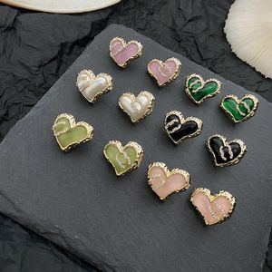 Mixte Simple 18K Plaqué Or Boucle D'oreille Marque De Luxe Designers Lettres Coeur Stud Femmes Célèbres Rond Cristal Strass Diamant Boucle D'oreille Bijoux De Fête De Mariage