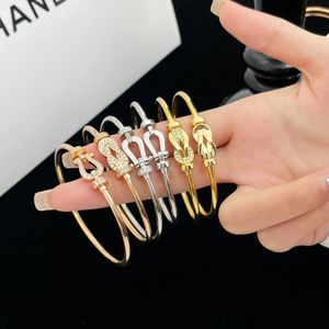 Bracelets simples mixtes plaqués en argent de luxe de luxe Designers de concepteurs de marques étalons géométriques célèbres femmes rondes en cristal raminestone narri