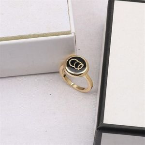 Mixte Simple Top Qualité 18K Plaqué Or Bague Marque C Double Lettre Bande Anneaux Vintage Petit Vent Doux Hommes Femmes Fashion Designer281d