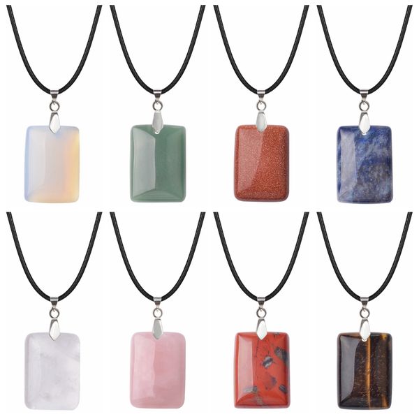 Pendentif en pierre mixte Chakra breloque pierres précieuses Rectangle pendentifs cristal Quartz pierre pour collier à faire soi-même fabrication de bijoux