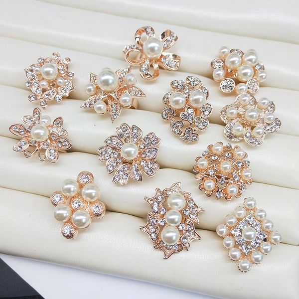 Anillo de perlas de circonio de tamaño mixto, dijes Vintage, anillos abiertos de flores para fiesta de boda, joyería de lujo Retro