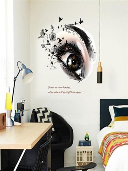 Estilos mixtos Sexy Eye Wall Sticker Girl Bedroom Decoración de la sala de estar para calcomanías de arte mural3175365
