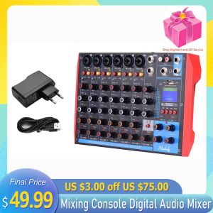 Mixer AG8 8Channel Mixing Console 6Channe Digital Audio Mixer Builtin 48Vphantom Power Sound Mixer voor het opnemen van uitzending Karaoke