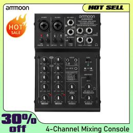 Mixer AGM04 4Channel Mini Méxinage Console Audio Digital Mixer 2BAND EQ BONDITIN 48V Phantom Power 5V USB MIXER POWERED AUDIO