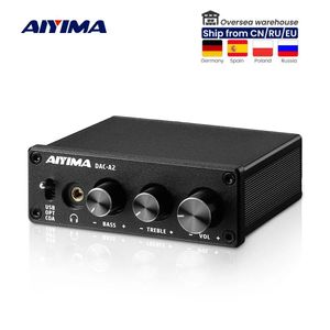 Mixer Aiyima Audio A2 Mini stéréo USB Gaming DAC Decoder Headphone Amplificateur Convertisseur Adaptateur pour le haut-parleur actif alimenté par bureau