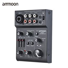 Mixer Ammoon Age03 Mixing Console Mixer 5Channel Micline Mixer met USB Audio Interface Builtin Echo Effect Powered for Recording