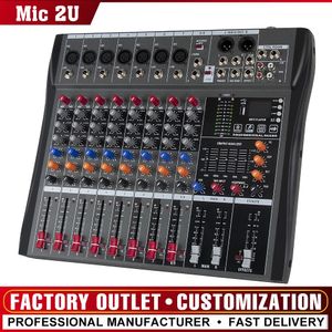 Mélangeur audio professionnel, console de mixage à 8 canaux, Bluetooth, USB, ordinateur, alimentation 48v, numéro de performance en direct 240110