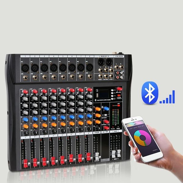 Mezclador Audio Mezcla de sonido Controlador Dj Bluetooth Tarjeta de mesa Consolas digitales profesionales Interfaz Equipo de consola 8 canales 240110