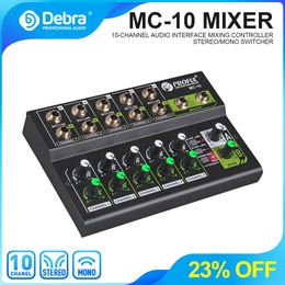 Mixer Debra Mc10 10-kanaals draagbare mini-dj-controller audio-expander, schakelaar tussen stereo en mono, voor podium met meerdere apparaten, band.