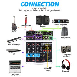 Mélangeur Audio Dgnog Bmg04f, Console Dj 4 canaux avec moniteur 24 Echo Dsp, alimentation fantôme 48v pour enregistrement et karaoké