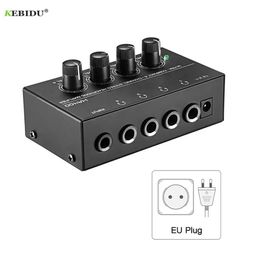 Mixer EU -plug HA400 4 kanalen STEREO -HOOFDPAPH -versterker Audio -interface DAC -oortelefoon Geluidsversterker Muziek Recording Headset