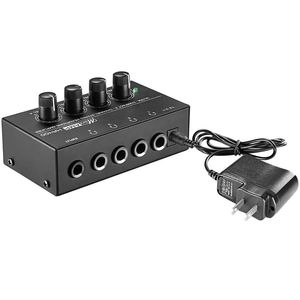 Mélangeur EU plug ha400 ultracompacact 4 canaux mini amplificateur de casque stéréo audio avec adaptateur d'alimentation noirhot