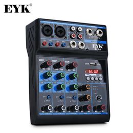 Mixer EYK ECR4 Audiomixer met geluidskaart 4 -kanaals stereo Mixing Console BluetoothCompatible USB voor pc -computerrecord afspelen