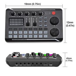 Mixer F998 Sound Carte Microphone Mixer Carte Sound Carte Sound USB Adaptateur sonore Adaptateur Sound Console Amplificateur