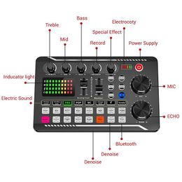 Mezclador F998/v8s, tarjeta de sonido, micrófono, mezclador de sonido en vivo, tarjeta mezcladora, tarjeta de sonido, amplificador de consola mezcladora de Audio