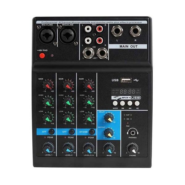 Mélangeur Leedoar Audio 4 5 canaux Mélangeur portable professionnel Console de son Entrée d'ordinateur Alimentation 48v Diffusion en direct A4 A5 Pk Teyun Jiy