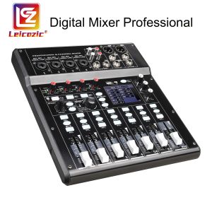 Mixer Leicozic Professional Mélangeur numérique 8Channel + 48V Phantom Power Mixing Console DJ Équipement Audio Pro Live Stage Performance