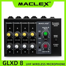 Mixer Lex M428 Ultracompact Low Noise 8 kanalen Metal Mono Stereo Audio Sound Mixer met voedingsadapterkabel