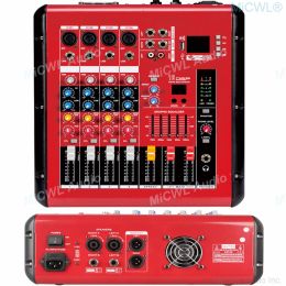 Mixer Micwl 4 Channel Power Mixer 1000W Preamps Power Amplifier Mixing Console USB 48V Phantom Bluetooth Red Sound Mixer 110V 220V