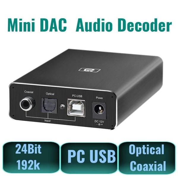 Mélangeur MINI 2.0 HIFI fibre optique coaxiale USB DAC décodeur pour TV PC haut-parleur amplificateurs Audio portables pour casque projecteur jeu