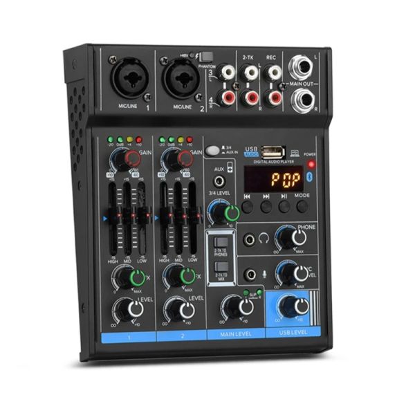 Mini mélangeur Audio numérique professionnel, Console de mixage sonore Portable avec carte son, fonction Bluetooth