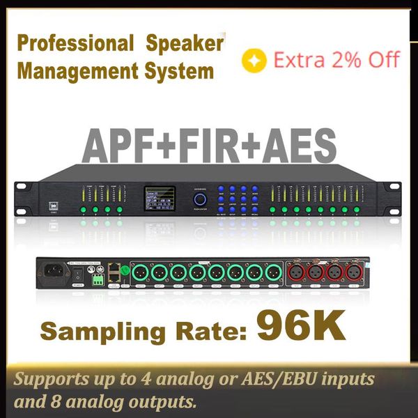 Mixer Paulkitson DPA0408RTS Stage professionnel Effets du processeur audio numérique 32 bits DSP avec FIR AES Sortie d'entrée Équipement d'enceintes