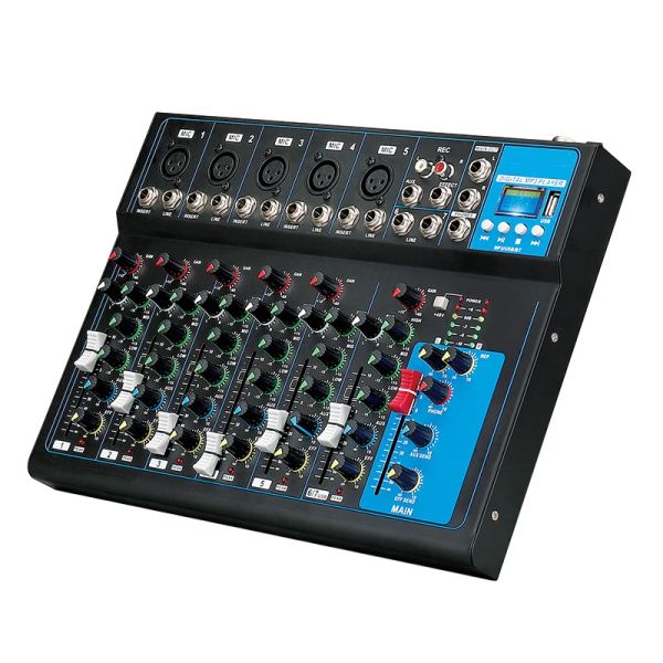 Mixer Professional F4 / F7 Channel Mixer Bluetooth USB Réverb Home KTV Performance de scène LIVE réseau K Song Audio Mixing Amplificateur