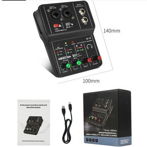 Mélangeur Q12, Interface Audio, carte son Usb, Mini mélangeur Portable à 2 voies, sans lecteur, pour chant en Studio, enregistrement sur ordinateur