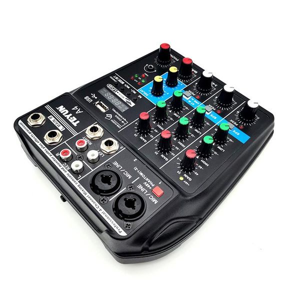 Mélangeur Teyun A4 Console de mixage sonore Bluetooth Usb ordinateur d'enregistrement 48v alimentation fantôme retard effet de répétition 4 canaux mélangeur Audio USB