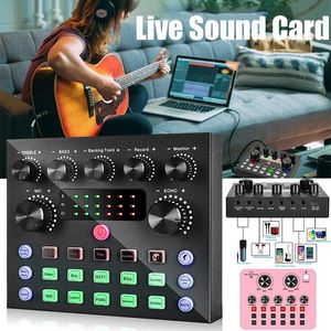 Carte son en direct V8s pour mixeur Audio en Streaming, table de mixage d'effets sonores Bluetooth, enregistrement de musique, diffusion Youtube