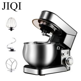 Mixers Jiqi 1200W Stand électrique Bélangeur Alimentation Machine de chef en acier inoxydable 5l Bol à crème Blender Pétage Gâteau de pâte Pain Batteur d'oeuf