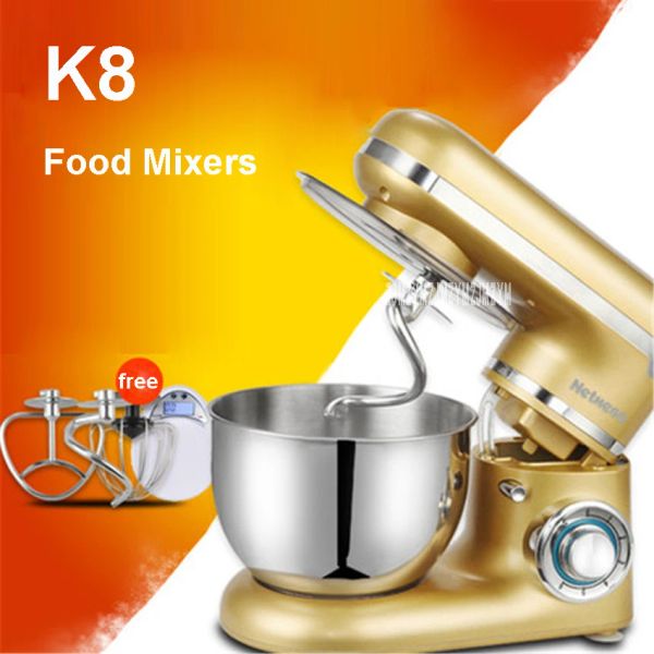 Mixers K8 220V / 50 Hz Mixer Electric Kitchen Robot Kitchen Mixer 4L 600 W Oeufs Stand à gâteau de cuisine pour le mélangeur de cuisson Gold