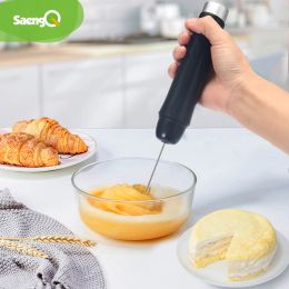 Mezcladoras Saengq Milk Frother Handheld Foamer Cafetero Cafetera Batadora de huevo Cappuccino agitador mini batidora de cocina de licuadora portátil