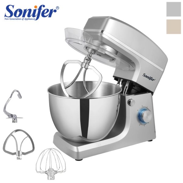 Mixers Sonifer 8l Stand Mixer Kitchen Aid Mleed Mcelder Cream Crème Cake Pâte Bollers avec bol Charme de machine de chef en acier inoxydable